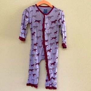 Kickee pants coverall in Purple Dogs size 6-12 months